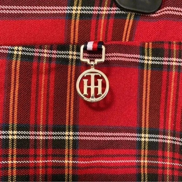 Tommy  Hilfiger red tartan plaid pants leggings - Picture 2 of 6